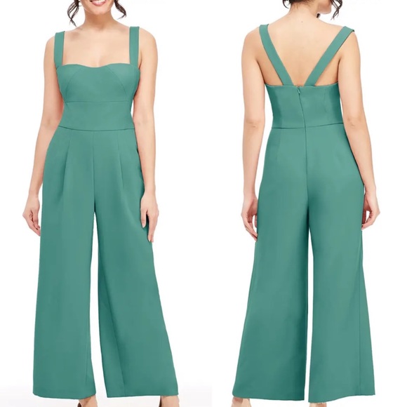 Gala Glam Watercolor Jumpsuit in Green Curves